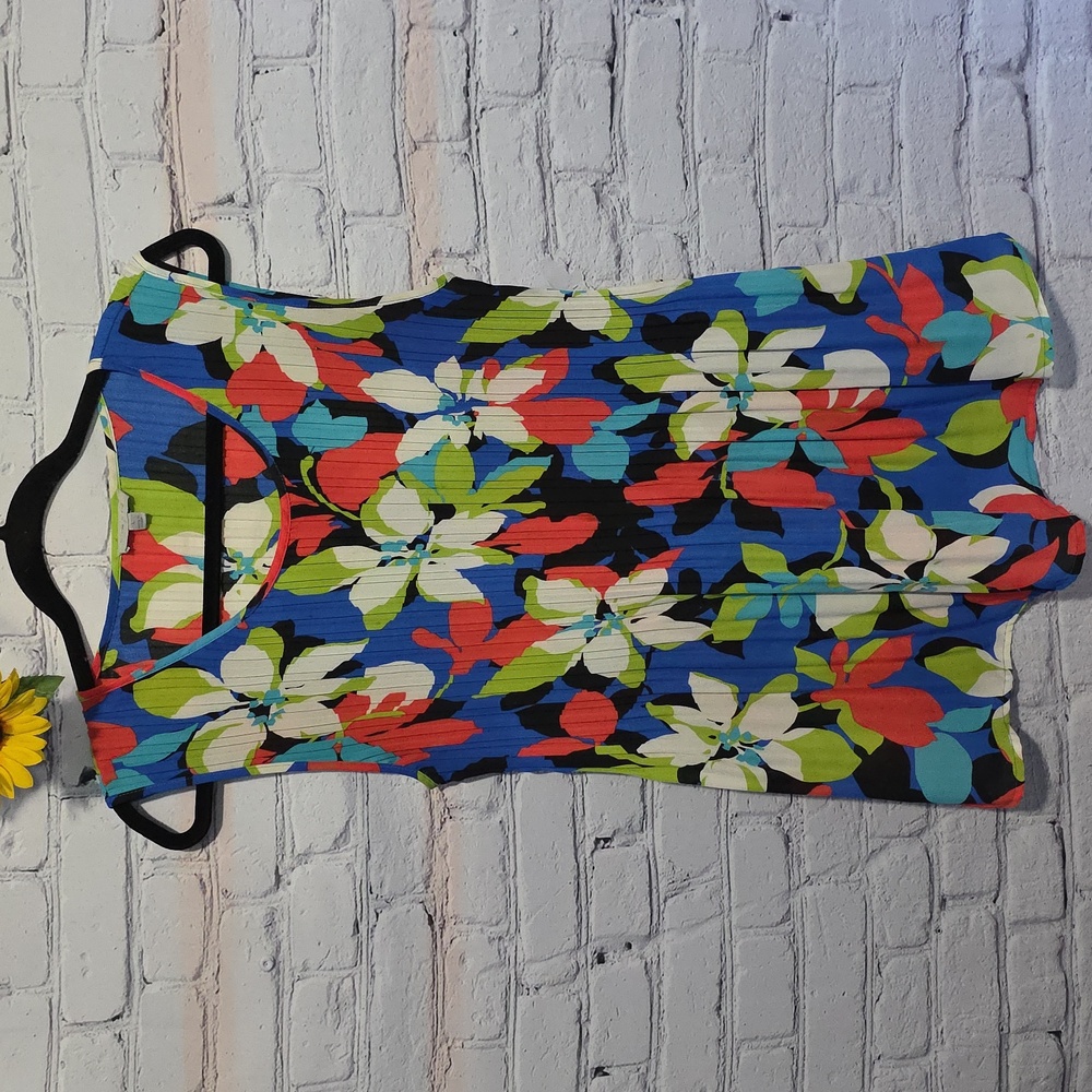 Floral & Ivy Colorful Floral Sleeveless Top/ Tunic Sz L